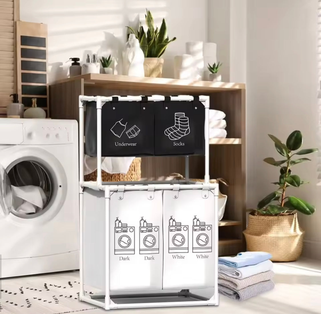 Multi Layer Large Capacity Clothes Hamper, Dirty Clothes Hamper of Clothes with Shelf, Rust Proof Balcony Laundry Storage Baskets Multi Layer Large Capacity Clothes Hamper, Dirty Clothes Hamper of Clothes with Shelf, Rust Proof Balcony Laundry Storage Baskets